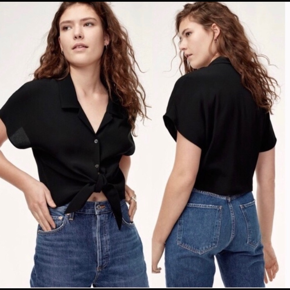 Wilfred Aritzia Front Tie Shirt Blouse